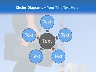 A Construction Worker Holding A Tool Box In Front Of A Crane PowerPoint Template