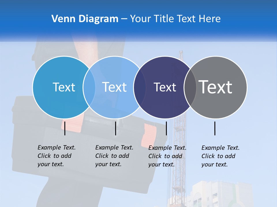 A Construction Worker Holding A Tool Box In Front Of A Crane PowerPoint Template