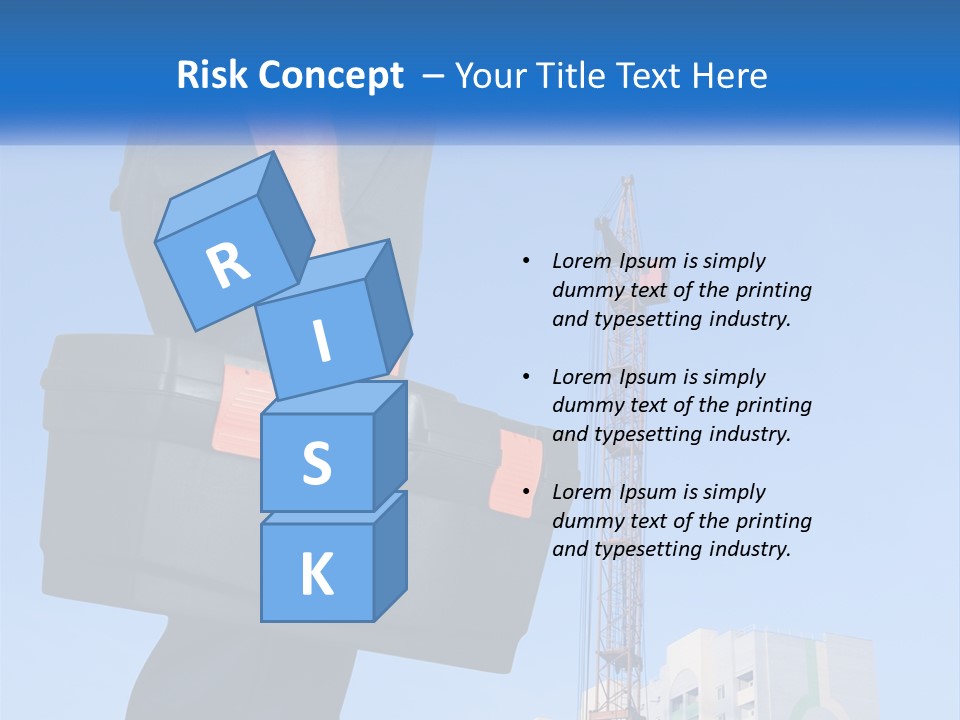 A Construction Worker Holding A Tool Box In Front Of A Crane PowerPoint Template