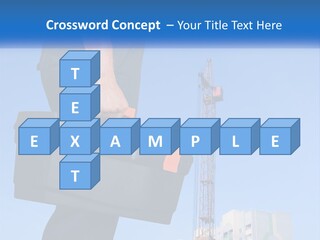 A Construction Worker Holding A Tool Box In Front Of A Crane PowerPoint Template