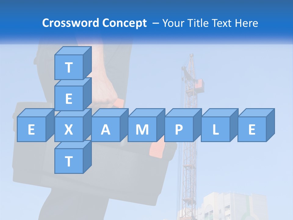 A Construction Worker Holding A Tool Box In Front Of A Crane PowerPoint Template