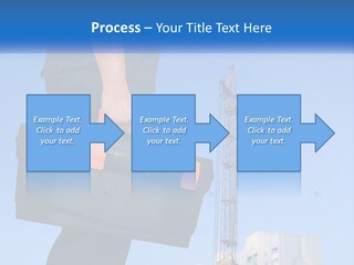 A Construction Worker Holding A Tool Box In Front Of A Crane PowerPoint Template