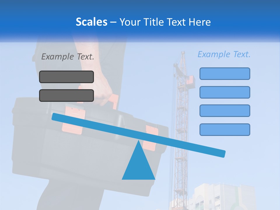 A Construction Worker Holding A Tool Box In Front Of A Crane PowerPoint Template