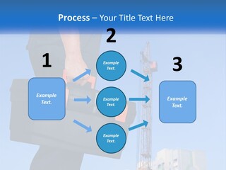 A Construction Worker Holding A Tool Box In Front Of A Crane PowerPoint Template