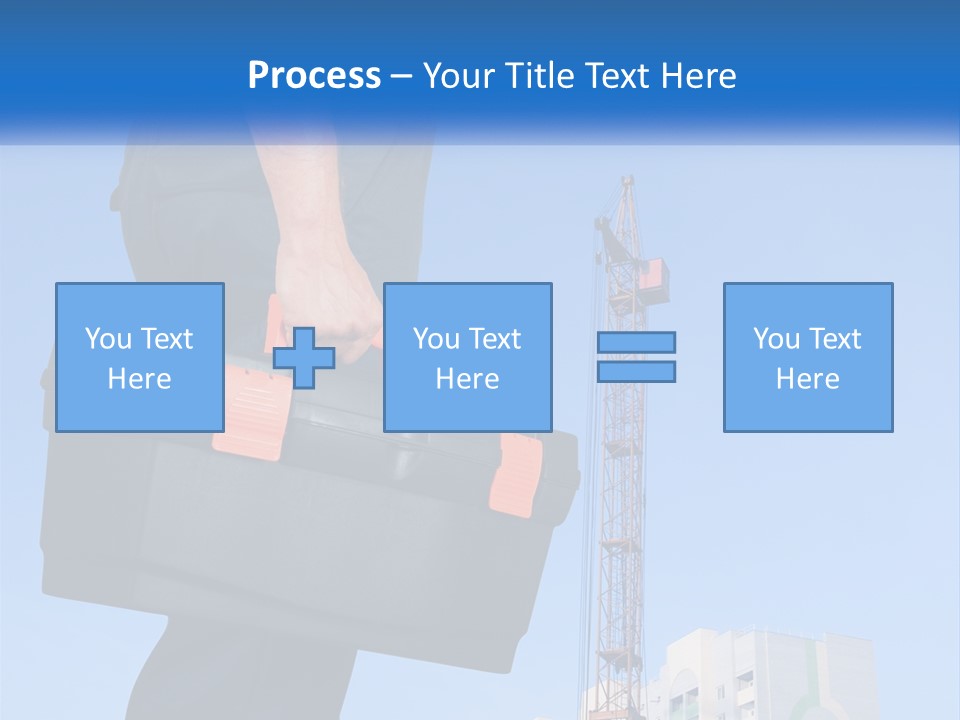 A Construction Worker Holding A Tool Box In Front Of A Crane PowerPoint Template