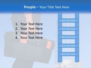 A Construction Worker Holding A Tool Box In Front Of A Crane PowerPoint Template