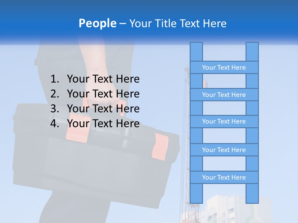 A Construction Worker Holding A Tool Box In Front Of A Crane PowerPoint Template