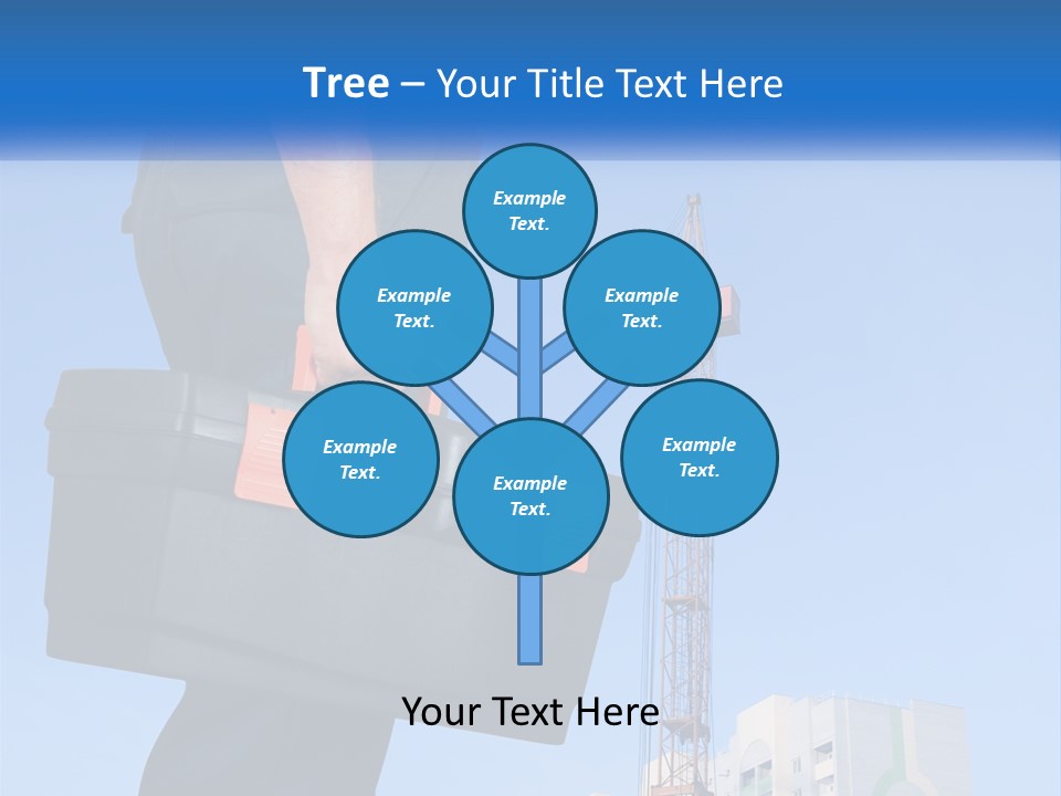 A Construction Worker Holding A Tool Box In Front Of A Crane PowerPoint Template