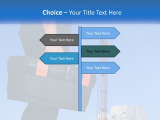 A Construction Worker Holding A Tool Box In Front Of A Crane PowerPoint Template