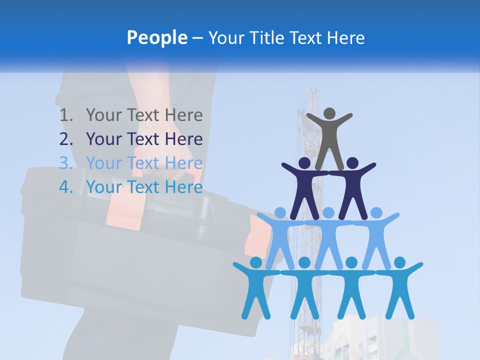 A Construction Worker Holding A Tool Box In Front Of A Crane PowerPoint Template