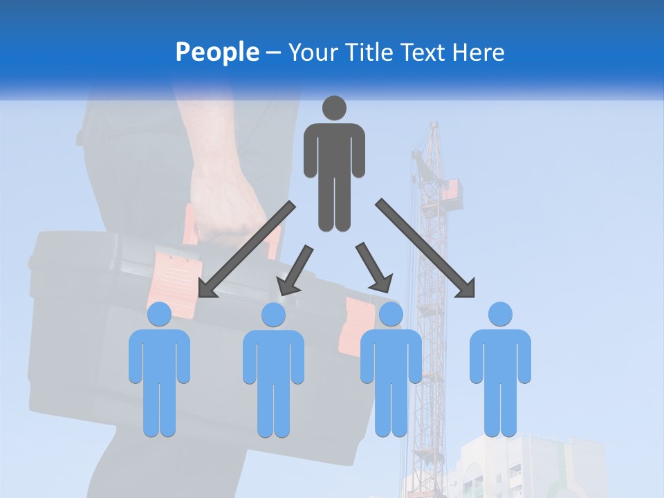 A Construction Worker Holding A Tool Box In Front Of A Crane PowerPoint Template