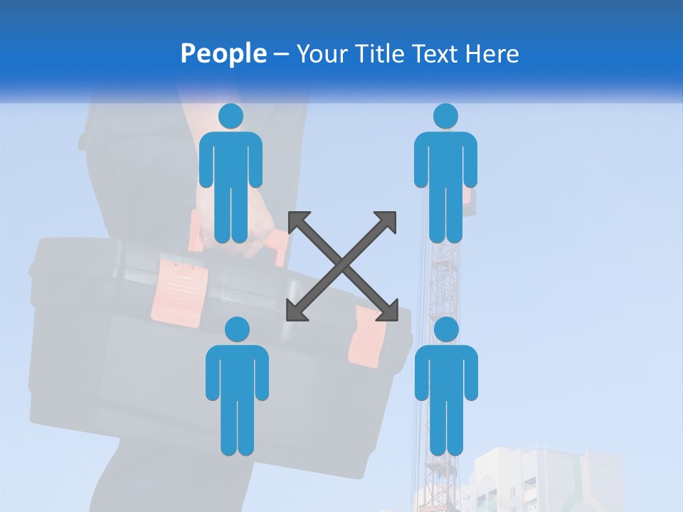 A Construction Worker Holding A Tool Box In Front Of A Crane PowerPoint Template