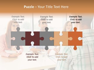 A Group Of People Sitting Around A Table PowerPoint Template