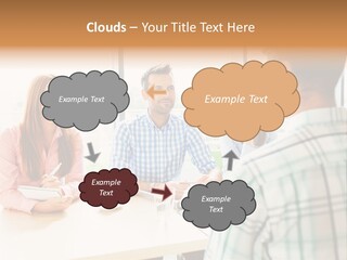 A Group Of People Sitting Around A Table PowerPoint Template