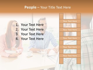 A Group Of People Sitting Around A Table PowerPoint Template