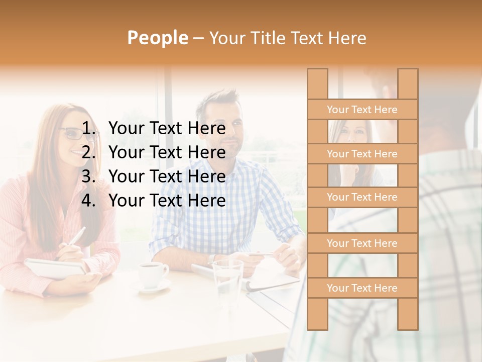 A Group Of People Sitting Around A Table PowerPoint Template