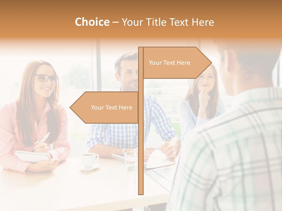 A Group Of People Sitting Around A Table PowerPoint Template