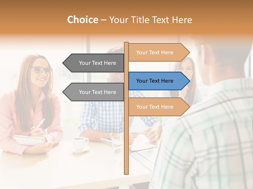 A Group Of People Sitting Around A Table PowerPoint Template