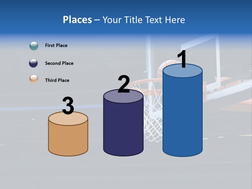 A Basketball Going Through The Net Of A Basketball Hoop PowerPoint Template