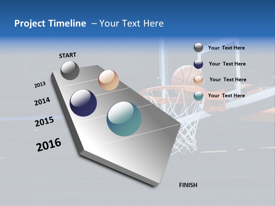 A Basketball Going Through The Net Of A Basketball Hoop PowerPoint Template