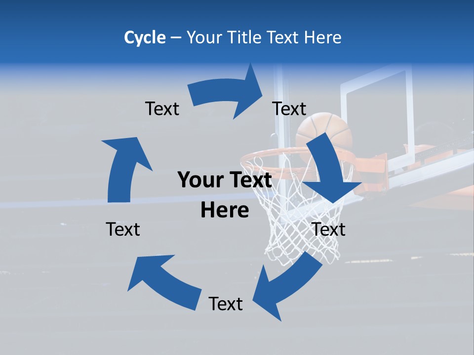A Basketball Going Through The Net Of A Basketball Hoop PowerPoint Template