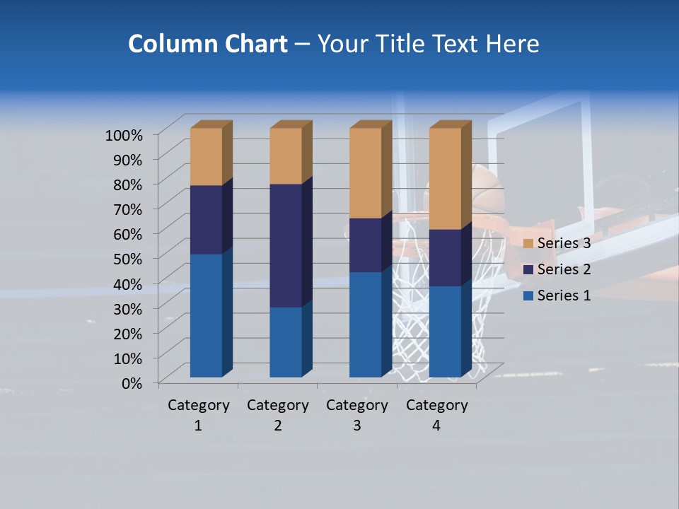A Basketball Going Through The Net Of A Basketball Hoop PowerPoint Template
