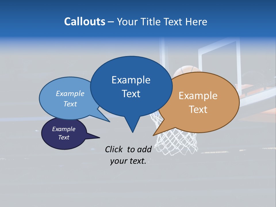 A Basketball Going Through The Net Of A Basketball Hoop PowerPoint Template