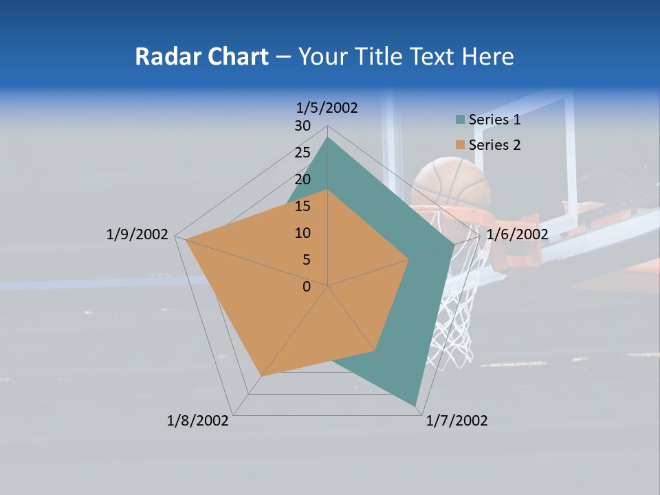 A Basketball Going Through The Net Of A Basketball Hoop PowerPoint Template