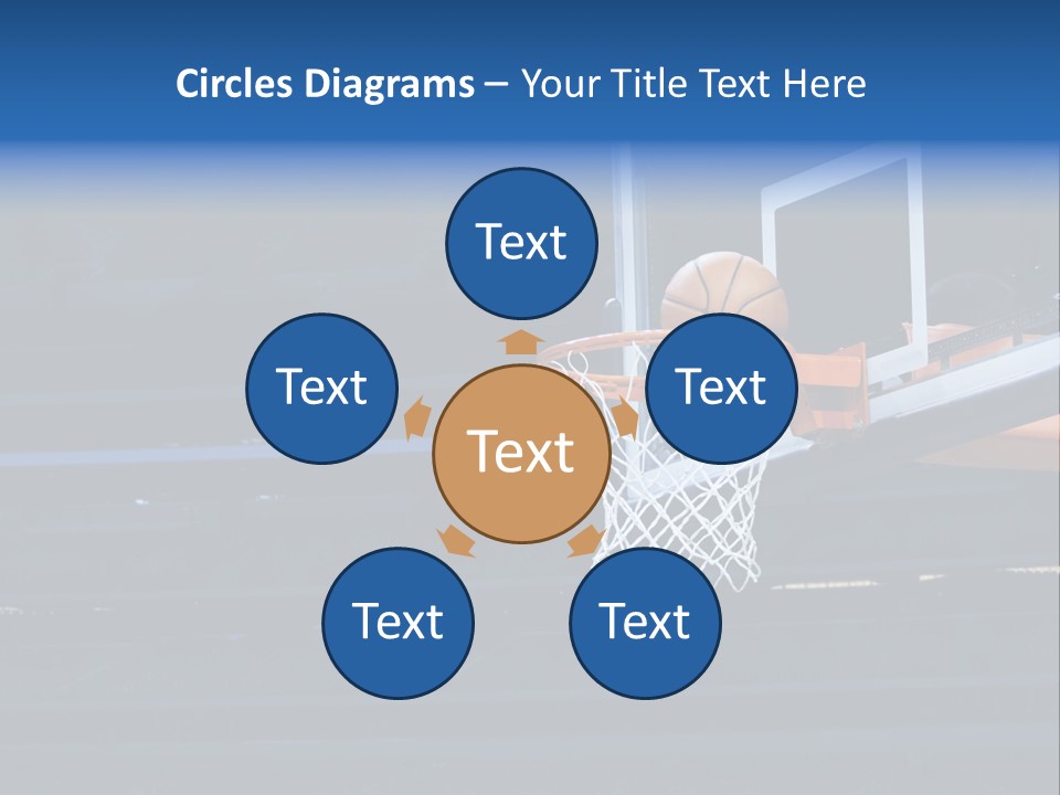 A Basketball Going Through The Net Of A Basketball Hoop PowerPoint Template