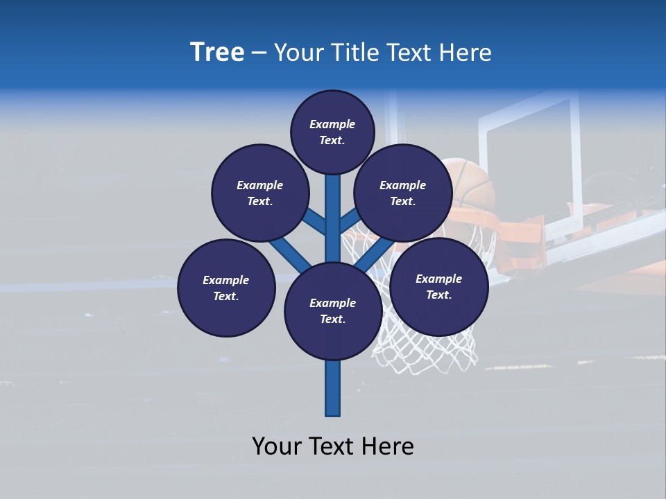A Basketball Going Through The Net Of A Basketball Hoop PowerPoint Template