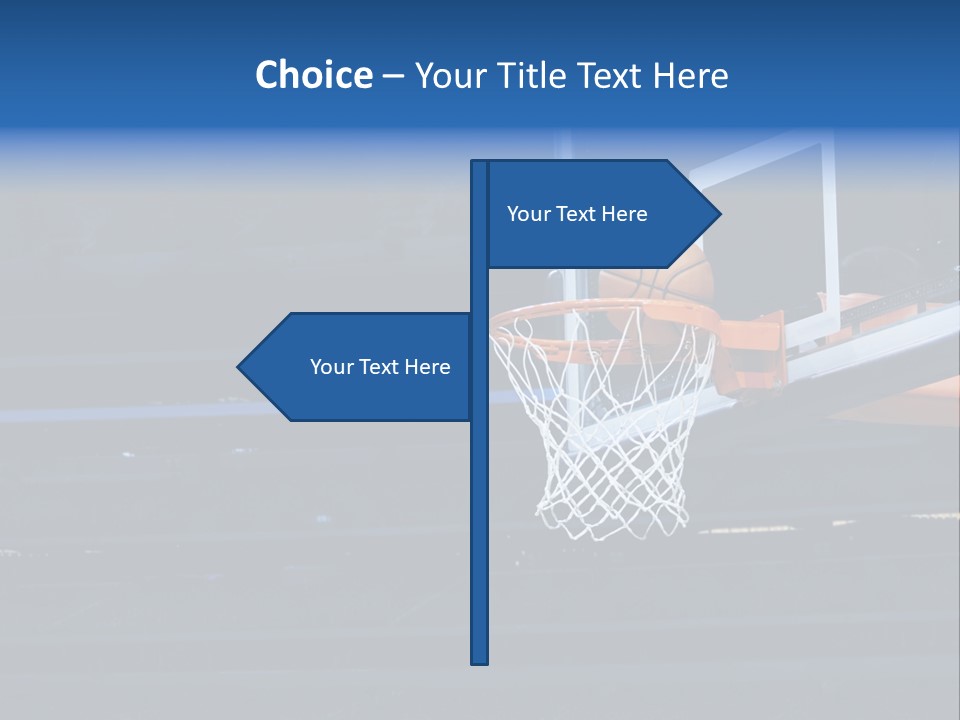 A Basketball Going Through The Net Of A Basketball Hoop PowerPoint Template