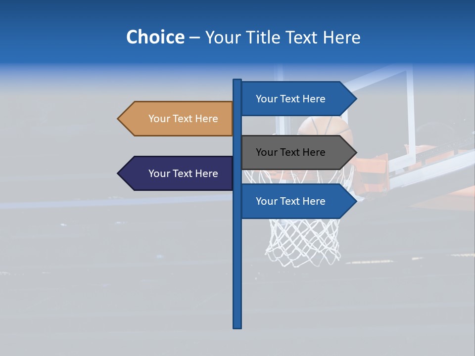 A Basketball Going Through The Net Of A Basketball Hoop PowerPoint Template