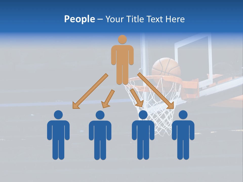 A Basketball Going Through The Net Of A Basketball Hoop PowerPoint Template
