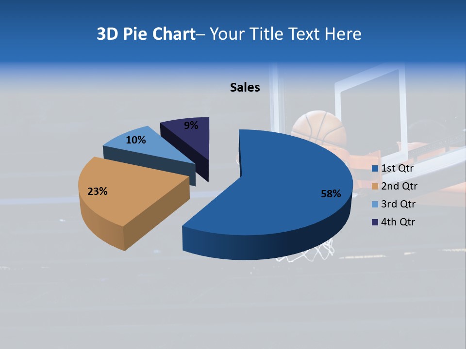 A Basketball Going Through The Net Of A Basketball Hoop PowerPoint Template