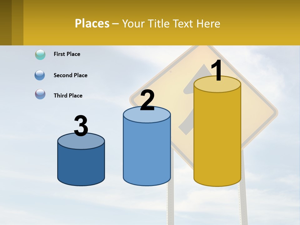 A Yellow Sign With An Arrow Pointing To The Right PowerPoint Template