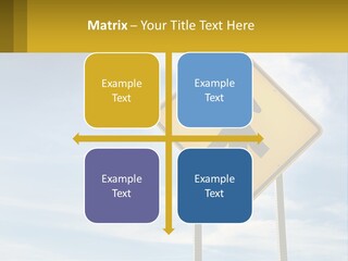 A Yellow Sign With An Arrow Pointing To The Right PowerPoint Template