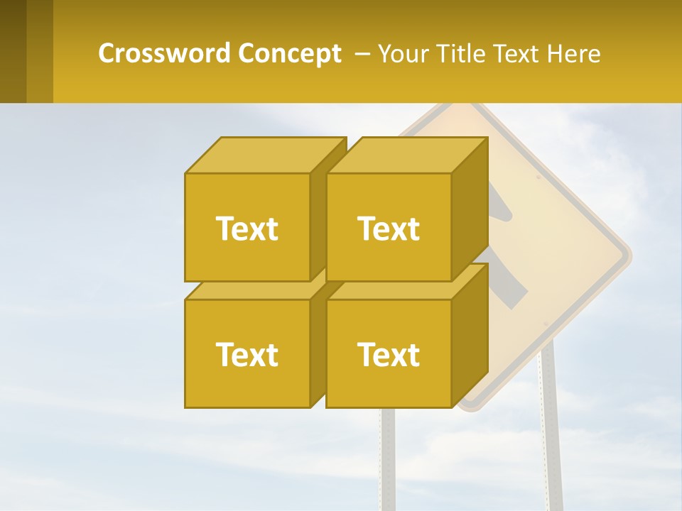 A Yellow Sign With An Arrow Pointing To The Right PowerPoint Template