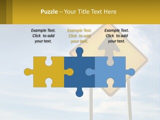 A Yellow Sign With An Arrow Pointing To The Right PowerPoint Template