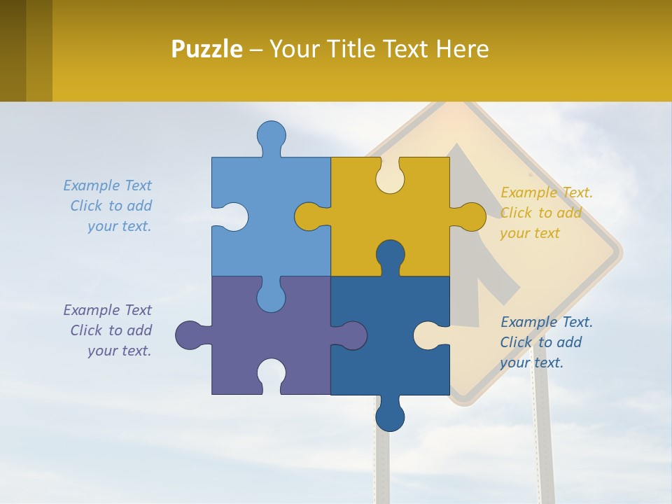 A Yellow Sign With An Arrow Pointing To The Right PowerPoint Template