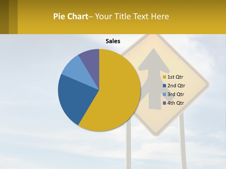 A Yellow Sign With An Arrow Pointing To The Right PowerPoint Template