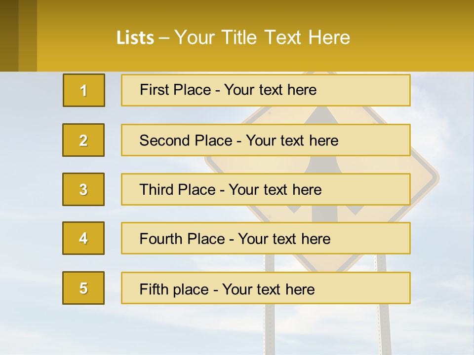 A Yellow Sign With An Arrow Pointing To The Right PowerPoint Template