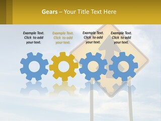 A Yellow Sign With An Arrow Pointing To The Right PowerPoint Template