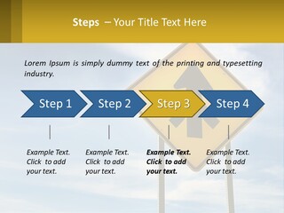 A Yellow Sign With An Arrow Pointing To The Right PowerPoint Template