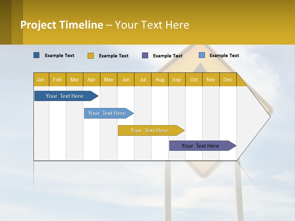 A Yellow Sign With An Arrow Pointing To The Right PowerPoint Template