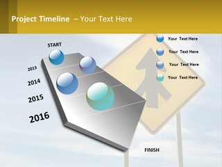 A Yellow Sign With An Arrow Pointing To The Right PowerPoint Template