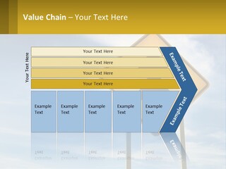 A Yellow Sign With An Arrow Pointing To The Right PowerPoint Template