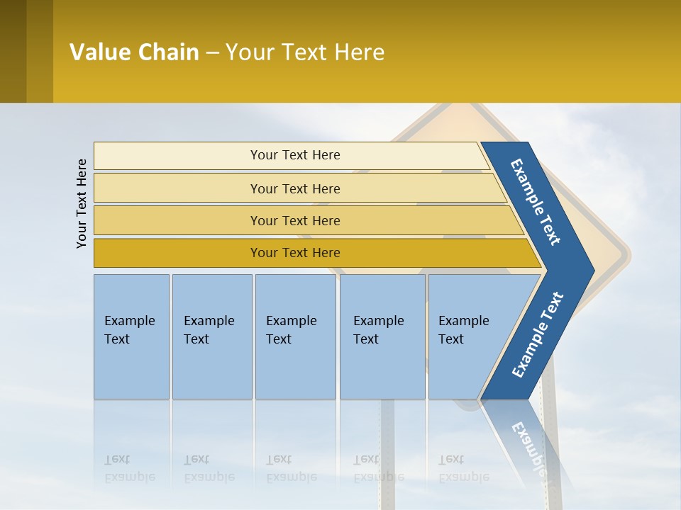 A Yellow Sign With An Arrow Pointing To The Right PowerPoint Template
