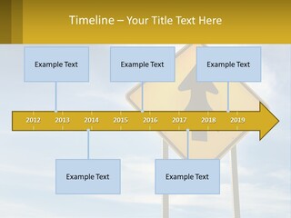 A Yellow Sign With An Arrow Pointing To The Right PowerPoint Template