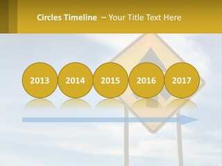 A Yellow Sign With An Arrow Pointing To The Right PowerPoint Template