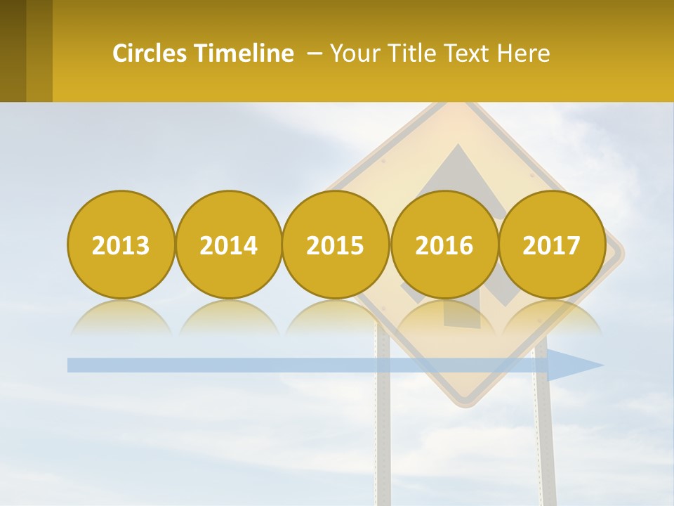 A Yellow Sign With An Arrow Pointing To The Right PowerPoint Template